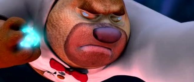 熊出没之雪岭熊风熊二把石头放在白熊头上阻止了山神发怒