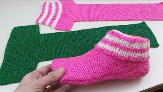一款简单的一片式地板袜织法教程冬天穿温暖又大气