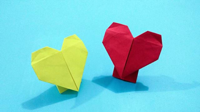 手工折纸爱心摆件,简单易学还可以站立,用来装饰桌面最合适了