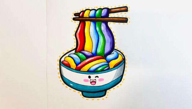 趣味简笔画小朋友你饿了吗快来碗面条好不好