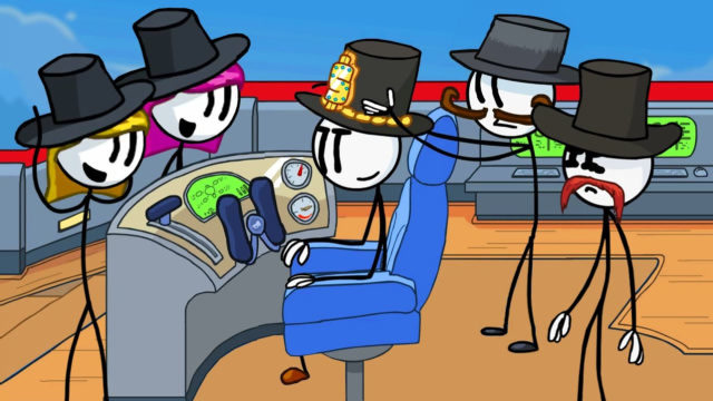 火柴人亨利:隐藏剧情篇,我挟持了礼帽帮的火箭成功登陆月球