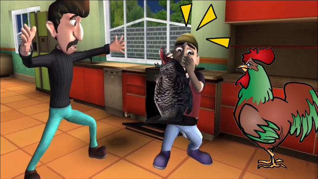 疯狂小偷:用大鸡蛋调包大烤鸡,大鸡蛋变成大公鸡咬小偷的头!