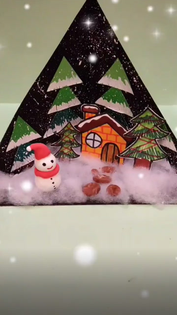 冬天到啦,做一个立体雪景手工吧,小雪人真可爱!