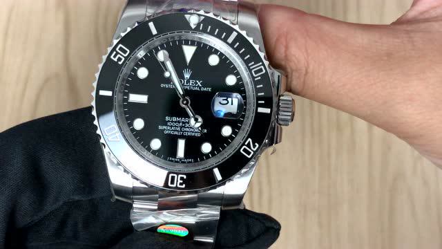 开箱上手劳力士n厂v11黑水鬼手表,不愧是大厂货!