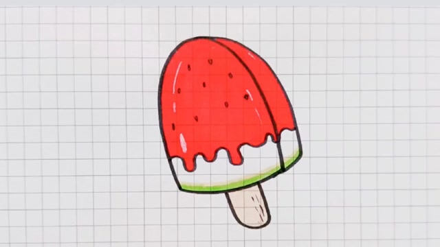 简笔画:好吃又好看的西瓜冰棒,跟我一起画吧