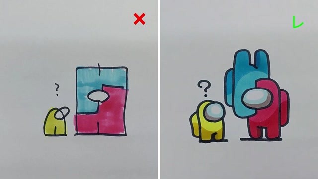 amongus太空狼人杀游戏小红和小蓝合体的画法