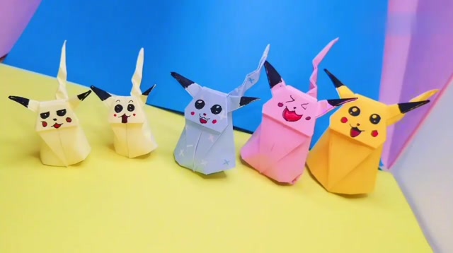 萌萌哒3d立体皮卡丘,亲子互动手工折纸教程