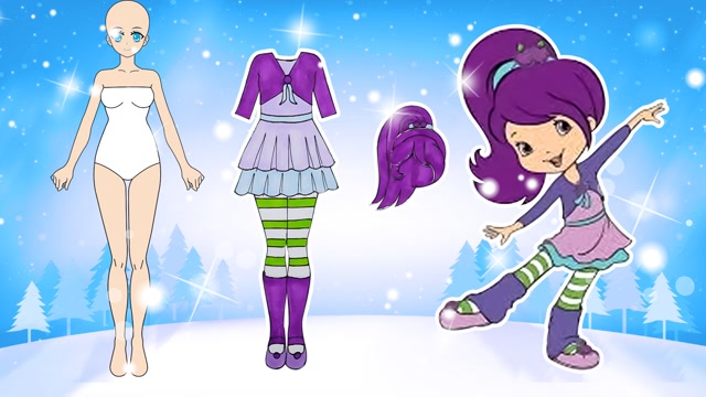 手工纸娃娃玩具:纸娃娃装扮,《草莓甜心》梅子布丁装扮