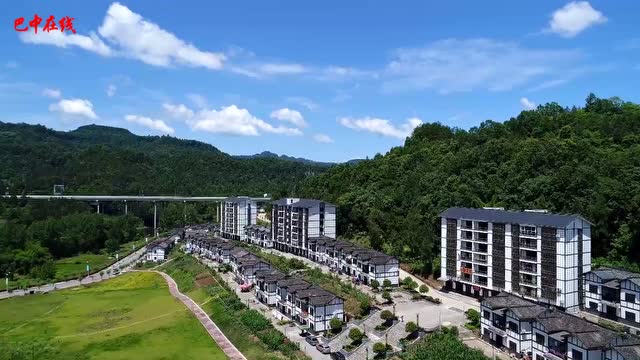 航拍平昌县驷马镇