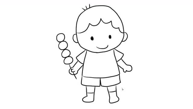 拿糖葫芦的小男孩儿童亲子简笔画 宝宝轻松学画画