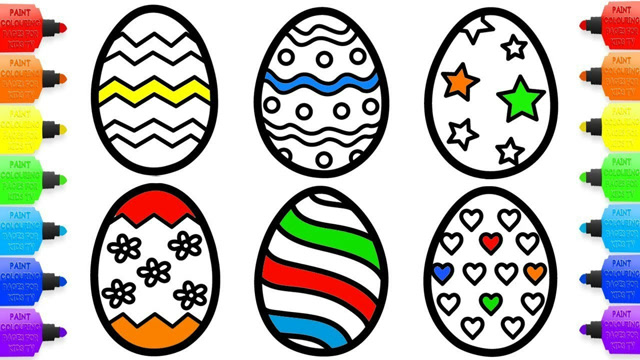 亲子简笔画:6个漂亮小彩蛋,涂颜色右脑启蒙