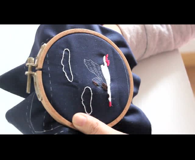 手工刺绣大雁视频教程