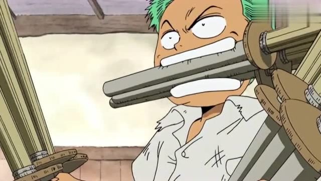 海贼王:索隆小时候,第一次使用三刀流去踢馆,好可爱