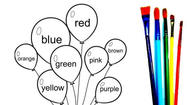 爱画画涂颜色:颜色气球单词学学