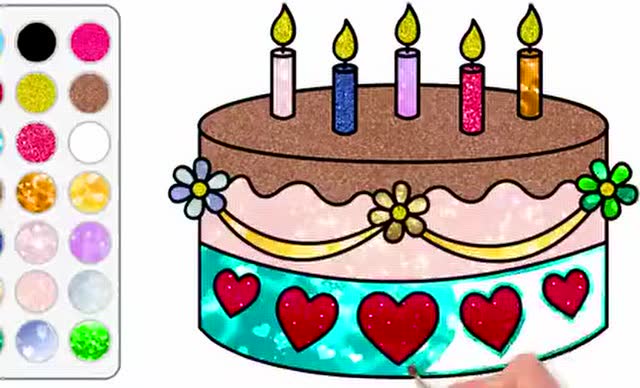 亲子简笔画:5岁生日蛋糕