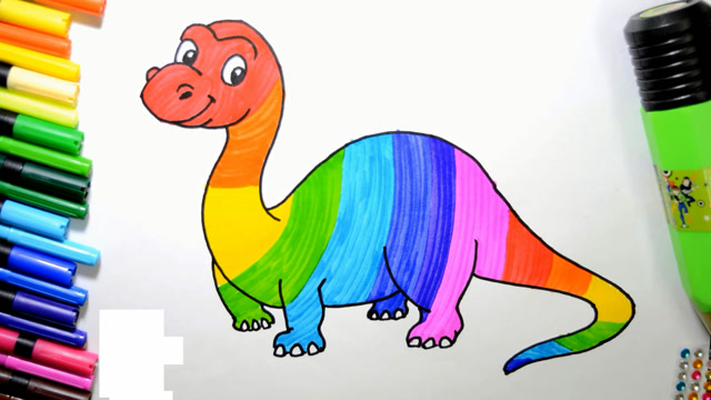 绘制可爱的彩虹恐龙,学习英语色彩