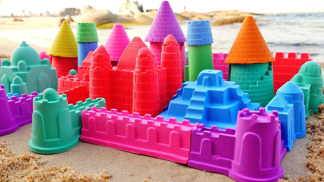 少儿益智手工:太空沙diy彩色城堡,听英语儿歌 学习单词