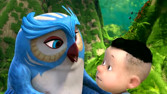 熊熊乐园:光头强第一次遇到会说话的猫头鹰,以为自己见到了怪物.