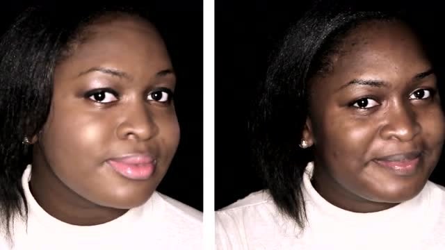 黑白皮肤妹子当众卸妆,没有对比就没有伤害