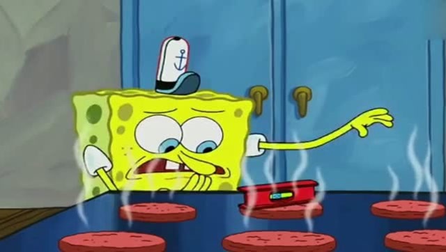 海绵宝宝煎肉饼太专业了,准备了好多工具