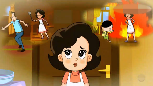 围裙妈妈反思自己,不该总对父子俩发火,于是围裙妈变温柔了