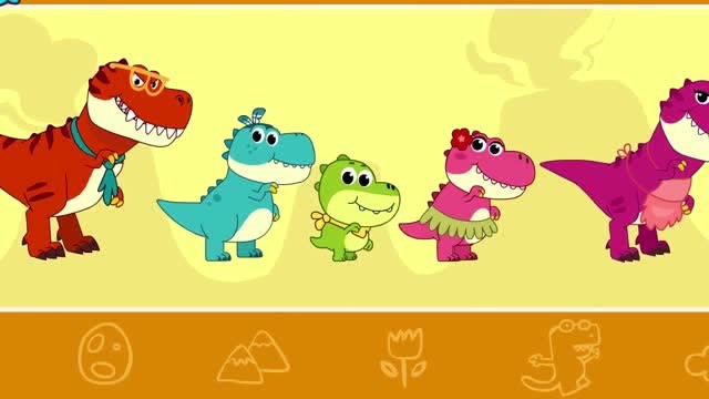 《宝宝巴士恐龙世界》看可爱的霸王龙一家早安问候,小朋友学习了吗