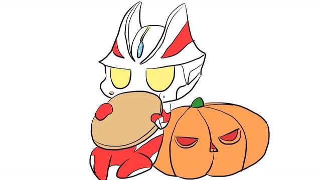 爱吃南瓜饼的q版奥特曼儿童卡通简笔画