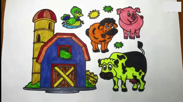 亲子涂色画可爱动物农场