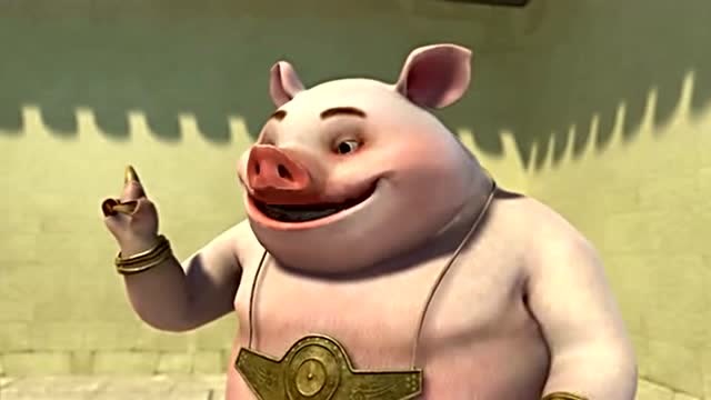 小海看了大肚猪表演的太极,真是太厉害了,小海也要学了