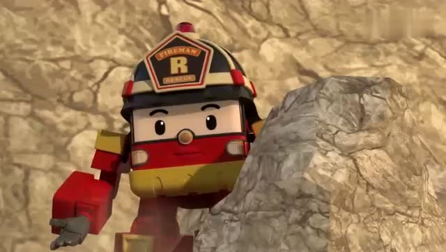 工程车挖掘机普克被堵在山洞里波力救援队紧急出动卡通片