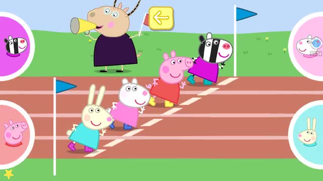 小猪佩奇运动会跳远泥塘里的泥花溅出的越大就胜利游戏