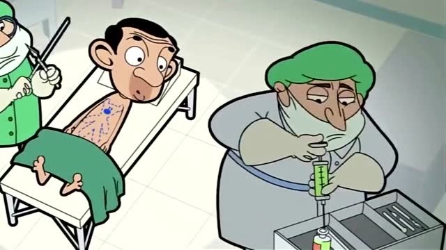 搞笑动漫:憨豆躺在手术室,大夫拿出了手术刀,病一下好了