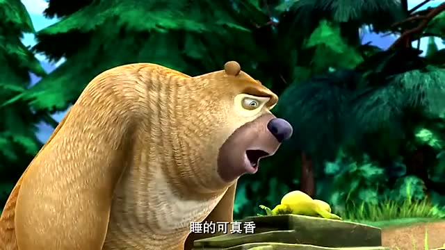 光头强把青蛙放进开水里, 以为能叫醒它