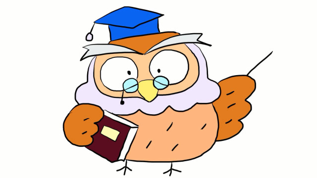 可爱的猫头鹰博士卡通简笔画