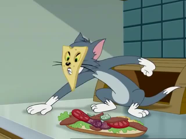 猫和老鼠:汤姆猫拿面包当面具