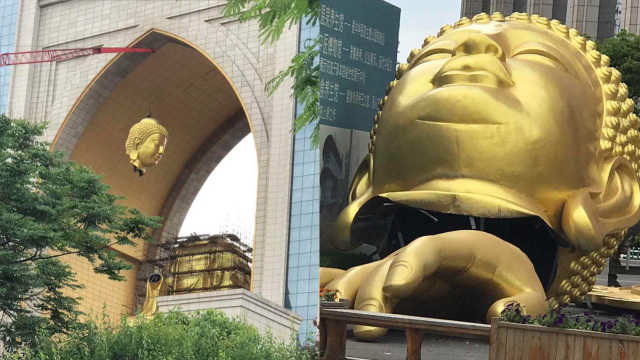 权健华东总部双面佛像佛头拆除:造价2000万,曾是最显眼标志