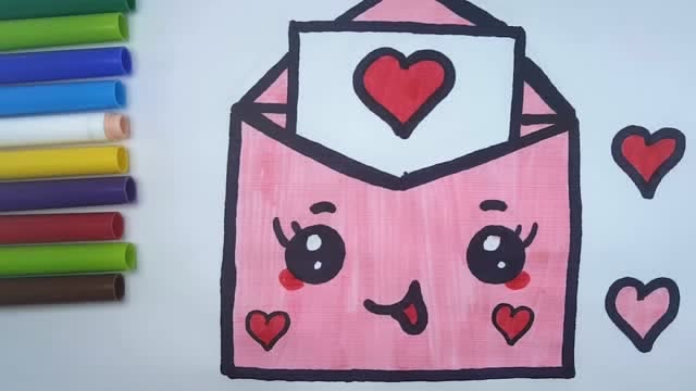 幼儿简笔画,创意手绘卡通信封,并涂上好看的颜色