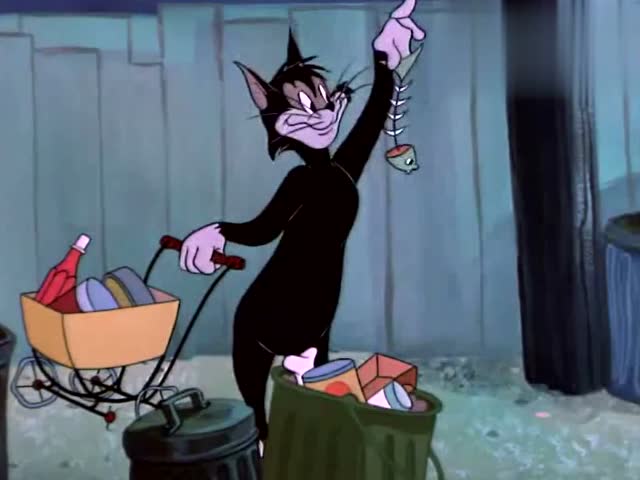 猫和老鼠黑猫饿坏了,想偷汤姆的火腿,他得想个办法