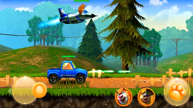 熊出没 大野猪对战熊二的吉普车施展狮吼功 熊大一点也不怕