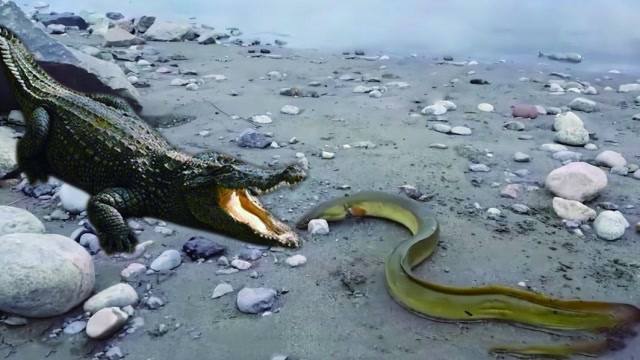 鳄鱼vs电鳗,鳄鱼瞬间被秒杀,网友:惹不起,惹不起!