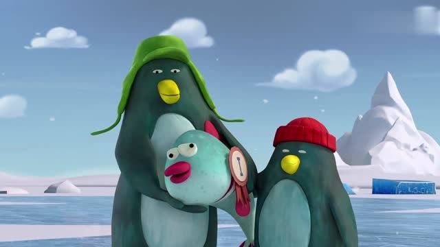 企鹅憨兄弟:企鹅兄弟钓到了超大的一条鱼,大家羡慕极了