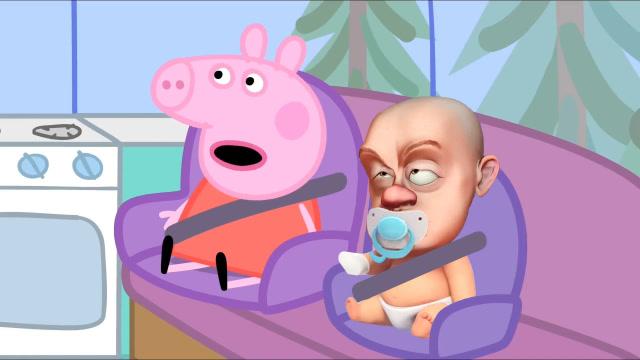 简笔画小猪佩奇和小光头强一起坐车