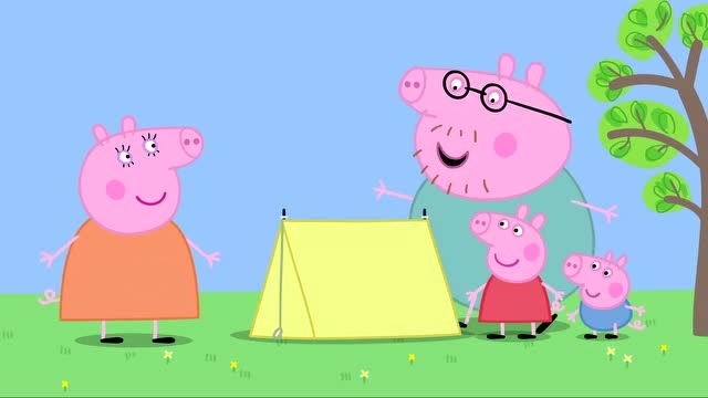 小猪佩奇一家出去露营,猪爸爸搭起了帐篷,最后出了小意外!