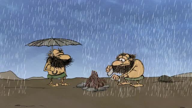 沙漠里下起了大雨,原始人点不着火,同伴却在一边幸灾乐祸!