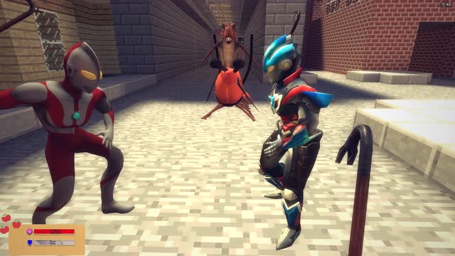 恐龙人骑着皮皮虾找欧布奥特曼玩还送皮皮虾