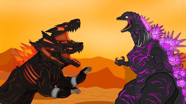 哥斯拉大战炼狱三头犬,双方势均力敌战斗十分惨烈,最后两败俱伤双双