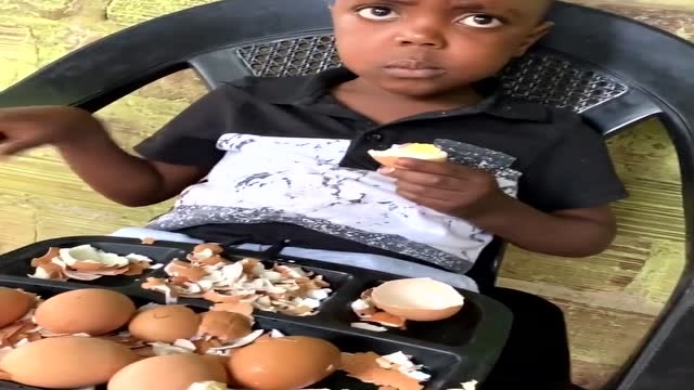 非洲最小吃播吃鸡蛋鸡蛋一直吃不是吃了一个有点意思