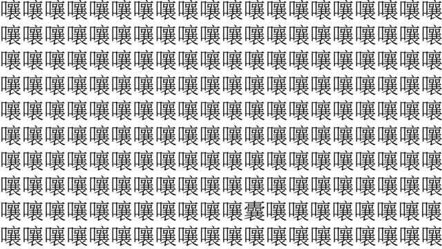 找出不同的字来,嚷字中找出囊字,花20秒能找出来吧