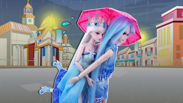 叶罗丽故事冰公主下雨天穿高跟鞋扭伤脚水王子背她回家