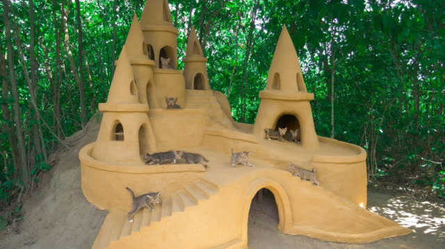 趣味原始生活:修建小猫咪宠物城堡